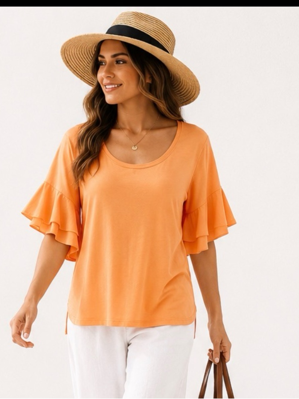 Zara Peach Lace Trim Boho Blouse – Size Large